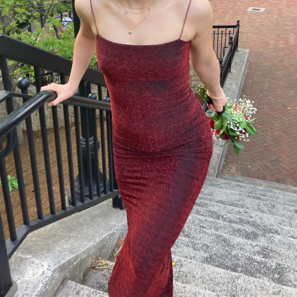Sparkly Red Midi Formal Dress (Luvalot)